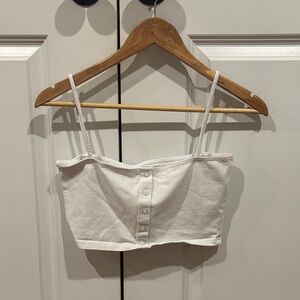 Brandy Melville White Buttoned Crop Top